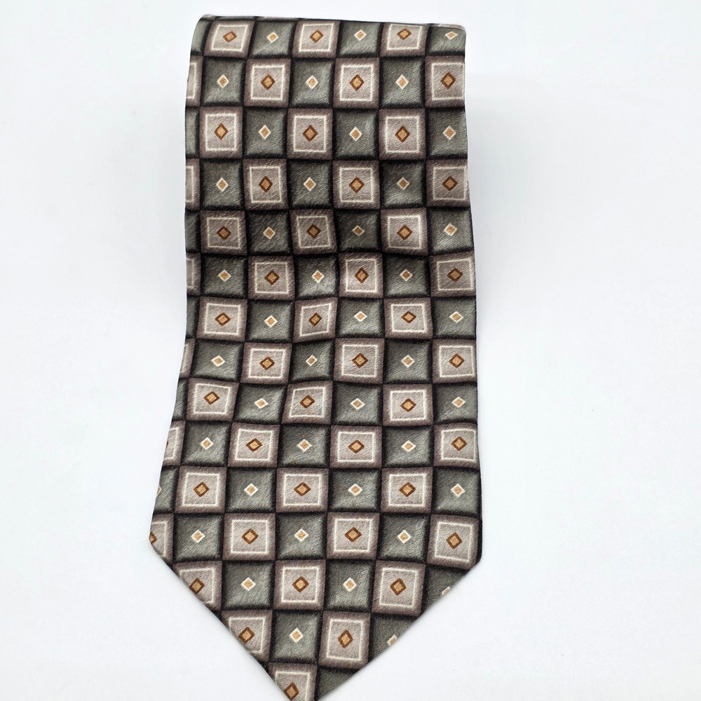Pierre Cardin Necktie Mens OS Grey Geometric Square Silk WPL 13185